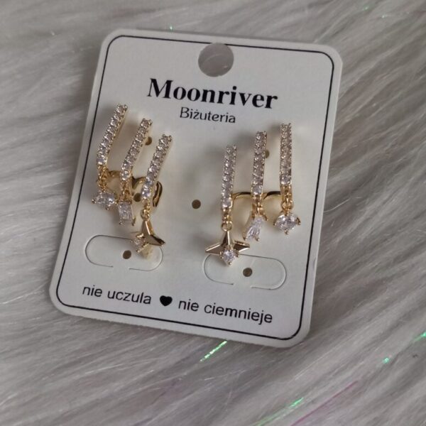 Kolczyki, srebro 925 pozłacane 14k Moonriver