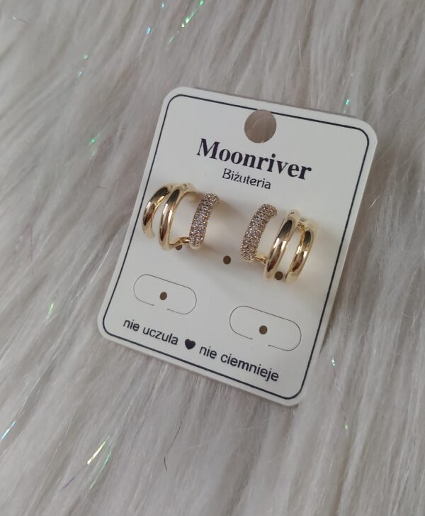 Kolczyki wkrętki, srebro 925, pozłacane 14k Moonriver