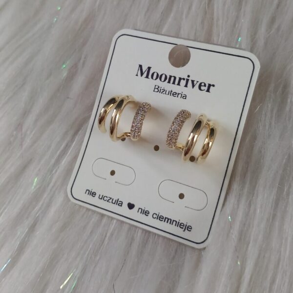 Kolczyki wkrętki, srebro 925, pozłacane 14k Moonriver
