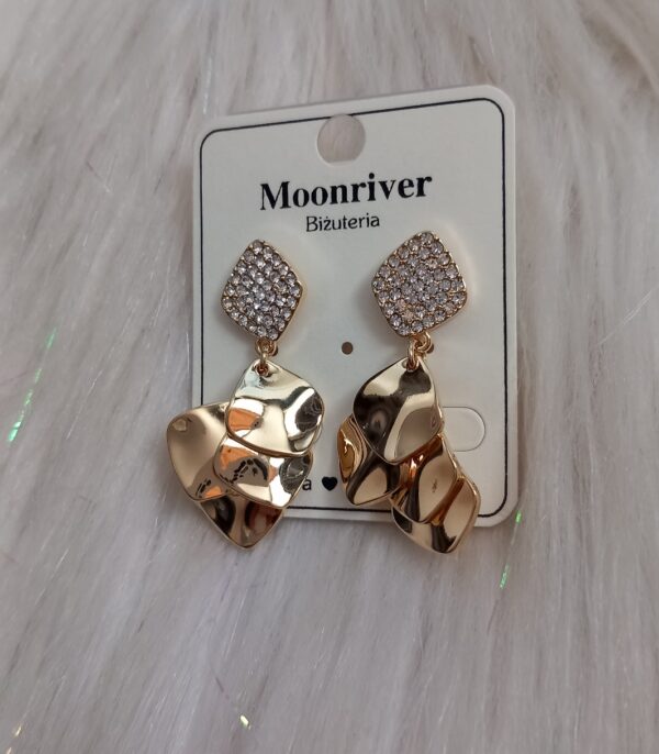 Kolczyki wkrętki, srebro 925, pozłacane 14k Moonriver